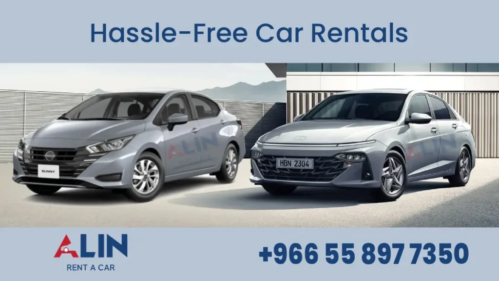 Nissan Sunny and Hyundai Accent available for corporate rentals in Jeddah, offering reliable and cost-effective options.